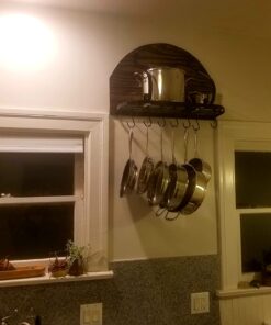 Vdomus Wall Mounted Pot and Pan Rack for Kitchen, Cookware Hanging rack with 10 Hooks Included, Hanging Pan Organizer, Black 24 x 10 Inches 35 716JOcTRjML