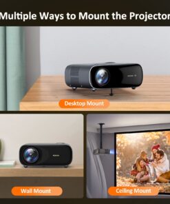 NexiGo PJ40 Projector with WiFi and Bluetooth, Native 1080P, 4K Supported, Projector for Outdoor Movies, 300 Inch, Zoomable, 20W Speakers, Home Theater, Compatible w/TV Stick, iOS, Android (Black) Regular OS 61 716Ju wK9ZL 1