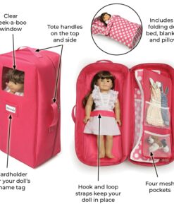 Badger Basket Toy Doll Travel Case with Pop-up Bed with Bedding for 18 inch Dolls - Pink 26 716KOgEYK1L