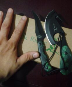 Elk Ridge-Outdoors 2-PC Fixed Blade Hunting Knife Set-Black Stainless Steel Skinner&Gut Hook Blades,Camo Coated Nylon Fiber Handles,Nylon Sheath-Hunting,Survival-ER-300CA,7-Inch/6.5-Inch Overall 39 716KTU7HsL