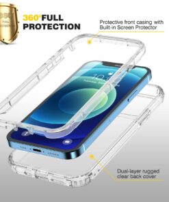 Diaclara Designed for iPhone 12/12 Pro Case, Full Body Rugged Case with Built-in Touch Sensitive Anti-Scratch Screen Protector, Soft TPU Bumper Case for iPhone 12/12 Pro 6.1" (Clear) iPhone 12 & iPhone 12 Pro 6.1" Clear 7 716LInYsx L