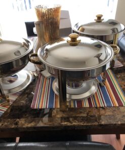 Tiger Chef 4 Quart Round Chafing Dish (3, 4 Quart Round) 3 16 716N873hEL