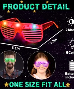 20 Pack LED Glasses New Years Eve Christmas Party Supplies, 6 Colors Light Up Glasses Shutter Shades Glow Sticks Glasses Led Party Sunglasses Kids/Adults Glow In Dark Party Favors Neon Carnival Party 20 Pack Led Glasses 18 716NOYiERyL