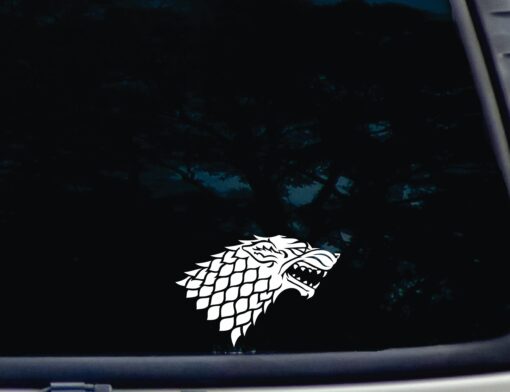 Stark Wolf - 5 1/2" x 3 3/4" die cut vinyl decal/stick for window, car, truck, tool box, laptop, MacBook virtually any hard, smooth surface