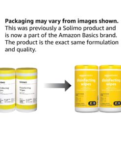Amazon Basics Disinfecting Wipes, Lemon Scent, for Sanitizing, Cleaning & Deodorizing, 255 Count (3 Packs of 85) (Previously Solimo) 85 Count (Pack of 3) 3 Pack Lemon 22 716Nuf QzBL
