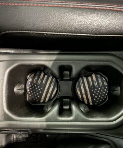 Aootf American Flag License Plate Frames- Patriotic USA Car Tag Cover, 2 Pack 4 Hole Thin Matte Black Brushed Aluminum Plastic Composite Holder for Front/Rear, Screws Caps with Blue Line Decal 21 716O5y49JqL