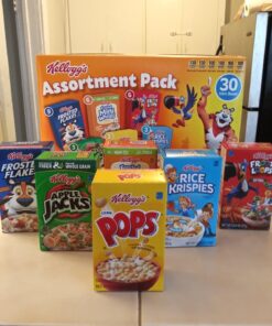 "(Discontinued by Manufacturer)Kellogg's Breakfast Cereal, Assortment Pack, Frosted Flakes, Frosted Mini-Wheats, Froot Loops, Apple Jacks, Corn Pops, and Rice Krispies, 32.7 oz Tray (30 Count)" 42 716OanshlLL