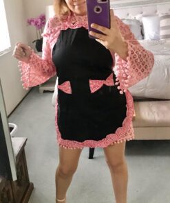 Hyzrz Women's Apron with Pockets, Black and Red Multicolor 29 716PoU1SN L