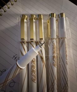 Pens Bulk 6-Pack, Black Ink pens,Quick Dry Ink Gel Pens, Medium Point Pens,Waterproof Micro-Pen,White and simple fashion penholder Smooth Writing for Office Supplies School Home Note Taking writing White 34 716Q 3rJ0cL