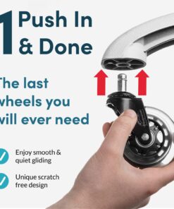 Office Chair Wheels Replacement Rubber Chair casters for Hardwood Floors and Carpet, Set of 5, Heavy Duty casters for Chairs to Replace Office Chair mats - Fits 98% 1. Clear 21 716Q5vAYf6L