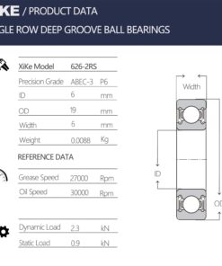 XiKe 10 Pcs 626-2RS Double Rubber Seal Bearings 6x19x6mm, Pre-Lubricated and Stable Performance and Cost Effective, Deep Groove Ball Bearings. 8 716QA5yYJL