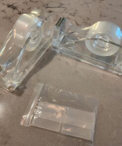 2-Piece Acrylic Tape Dispenser Desk Set - Durable, Stylish, and Versatile for Home, Office, or School - Fits Standard, Large, and Extra Large Tape Rolls - Desktop Convenience for Easy Organizing transparent 43 716QX1TnPFL