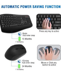 Wireless Keyboard Mouse Combo, EDJO 2.4G Full-Sized Large Wireless Keyboard with Comfortable Palm Rest and Optical Wireless Mouse for Windows, Mac OS PC/Desktops/Computer/Laptops 22 716REqun0RL