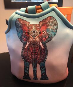 Artovida Artists Collective Lunch Purse | 11 x 15 x 6 Inches Large Reusable Insulated Lunch Tote with Inside Pocket - Design by Monika Strigel (Germany) Elephant - Bamboo Monika Strigel (Germany) - Boho Summer Elephant 34 716Rwtjp4L