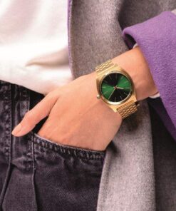Nixon Time Teller A045. 100m Water Resistant Watch (37mm Stainless Steel Watch Face) All Gold / Green 18 716SBBQkUL 1