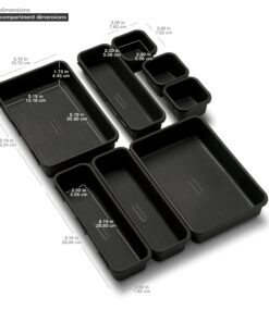 Alternative view of Madesmart 8-Piece Interlocking Bin Pack for Drawer Organization, Plastic Interlocking Junk Drawer Organizer Tray, Granite