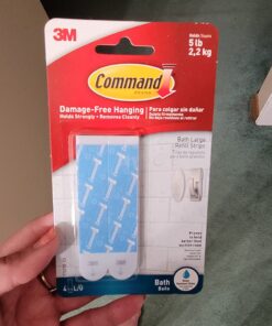 Command Bath Large Water-Resistant Adhesive Refill Strips, 4-Large Strips, Re-Hang Large Bath Hooks or Caddies 31 716T08FfNrL