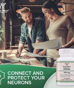 Uridine Monophosphate - Third Party Tested (Choline Enhancer, Beginner Nootropic) 300mg, Manufactured in USA (60 Capsules) Synergy with Alpha GPC Choline for Brain Health and Memory by Double Wood 60 Count (Pack of 1) 13 716T3icpDlL