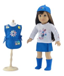 Emily Rose 18 Inch Doll Clothes | 18" Doll Daisy Girl Scout-Inspired 5 Piece Doll Clothing Uniform, Including Tunic with Embroidered Patches! | Gift Boxed! 24 716TBaoOIcL