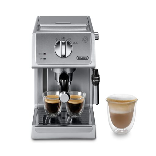 De'Longhi Bar Pump Espresso and Cappuccino Machine, 15", Stainless Steel Silver/Stainless Steel