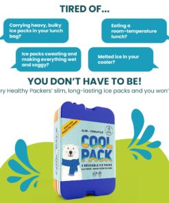 Healthy Packers Ice Pack for Lunch Box - Freezer Packs - Original Cool Pack | Slim & Long-Lasting Reusable Ice Packs for Lunch Bags and Cooler Bag (Set of 4) 4pk 22 716TymnHwCL