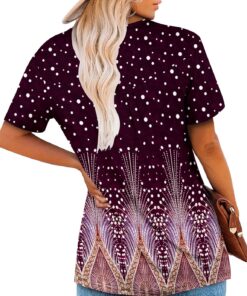 Mystry Zone Womens Henley V Neck Casual Blouse Button Down T Shirts Flare and Flowy Tops 2-dot Purple XX-Large 8 716UO76E5FL