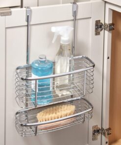 iDesign Axis Over the Cabinet 2-Tier Kitchen Storage Basket Organizer for Aluminum Foil, Sandwich Bags, Cleaning Supplies, Garbage Bags, Bath Supplies, Chrome 25 716UV28fxaL