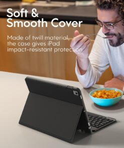 CHESONA Keyboard Case for iPad 9th Generation 2021 10.2 Inch, Detachable Wireless with Pencil Holder Stand Folio Keyboard Cover for New iPad 9th Gen/8th Gen/7th Gen 10.2", Black 9th/8th/7th -Black 33 716VkPjXEmL