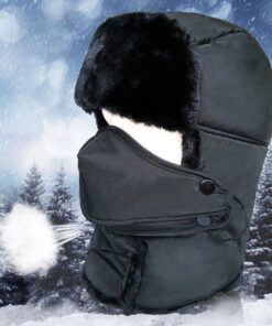 LETHMIK Winter Trapper Ushanka Hat Unisex Faux Fur Waterproof Hunting Hat with Breathable Mask One Size Dark Blue 10 716WzHD6L