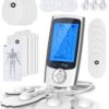 Ohuhu Tens Unit Muscle Stimulator: 24 Modes Rechargeable Tens Stimulator Machine - 16 Pads Electric EMS Unit Massager Acupoint Map Included for Back Shoulder Legs Pain Relief Christmas Gift - Silver 16 716XhUZ5heL