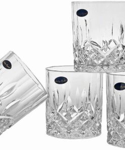Amlong Crystal Lead-Free Double Old Fashioned Crystal Whiskey Glass - Classic Stylish Design – Perfect for Scotch, Bourbon, Cognac and Cocktail Glasses, 9 oz., Set of 4 With Gift Box Classic - 9 Ounce 22 716YECSyzL