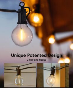 Outdoor String Lights 25 Feet G40 Globe LED Patio Lights with 13 Edison Plastic Bulbs(1 Spare), Waterproof Connectable Hanging Christmas Lights for Backyard Porch Balcony Party Xmas Decor, Black Black - LED 25 ft 24 716YRhWNNPL