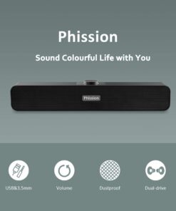 Computer Speakers with 3.5 mm Aux, Small PC Speakers Powered by USB, Wired USB Desktop Speaker, USB Soundbar for Monitor, Mini Stereo Speaker for PC, Tablets, Laptop, Tablets, Xbox, Plug and Play USB+3.5mm 20 716YjSZIQqL