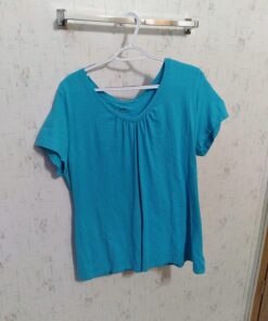 Just My Size Women's Short Sleeve Shirred V-Neck Tee 2X Eco Teal 15 716YnjNcxmL
