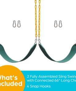 Jungle Gym Kingdom Swings for Outdoor Swing Set - Pack of 2 Swing Seat Replacement Kits with Heavy Duty Chains - Backyard Swingset Playground Accessories for Kids (Green) Green, 2 Pack Standard 27 716bwy ccsL