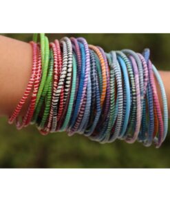 New Charms Recycled Flip Flip Bracelets in Your Choice of Colors - Handmade in Mali, West Africa Clear with Blue 15 716dAqrKGML