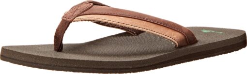 Sanuk Men's Beer Cozy Primo Light Flip Flop Dark Brown/Brown 7