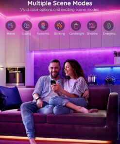Govee 100ft LED Strip Lights, Bluetooth RGB Christmas LED Lights with App Control, 64 Scenes and Music Sync LED Strip Lighting for Bedroom, Living Room, Kitchen, Party, ETL Listed Adapter 16 716eBmmA2jL