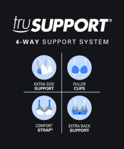 Playtex Women's 18 Hour Comfort-Strap Wireless, Full-Coverage Bra with 4-Way Trusupport, Single Or 2-Pack 34DD White 1 10 716eE9ichUS