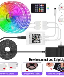 AILBTON Led Strip Lights,60ft Music Sync Color Changing, Built-in Mic,Bluetooth App Control LED Tape Lights with Remote,5050 RGB Rope Light Strips 60FT 23 716fJX uhL