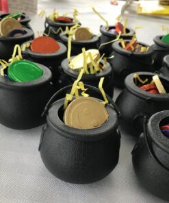 Fun Express 1 Dozen Mini Cauldron Kettles, BPA Free Plastic, St. Patrick's Day, Halloween, Bachelorette Parties, Witches and Wizards, Birthday, Baby Showers Party Decoration Supplies, Black 32 716fYBCDZwL