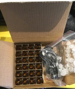 Vivaplex 24, Amber, 2 ml (5/8 Dram) Glass Bottles, with Orifice Reducers and Black Caps 17 716g8R5eY0L