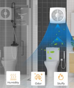 Hon&Guan 6'' Home Ventilation Fan Bathroom Garage Exhaust Fan Ceiling and Wall Mount Exhaust Fan for Kitchen/Bathroom, Super Silent, Strong Exhaust (High CFM) 150D HGA-D 12 716iMd375L