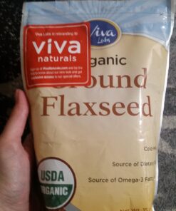 Viva Naturals Organic Ground Flaxseed - Premium Quality Plant-Based Protein and Vegan Omega 3 with Fiber, Perfect for Smoothies, Non-GMO and Gluten Free, 15 oz (425 g) 15 Ounce (Pack of 1) 43 716iT2LEL