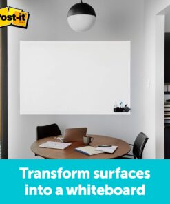 Post-it Dry Erase Whiteboard Film Surface for Walls, Doors, Tables, Chalkboards, Whiteboards, and More, Removable, Stain-Proof, Easy Installation, 8 ft x 4 ft Roll (DEF8X4), Model Number: DEF8x4 Unit 20 716jQN6CSEL