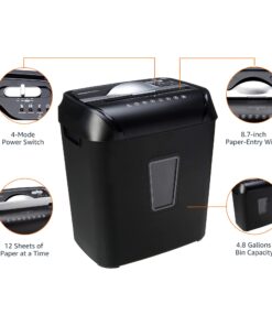 Amazon Basics 12 Sheet Cross Cut Paper and Credit Card Home Office Shredder with 4.8 Gallon Bin, Black 23 716ksr2dMHL