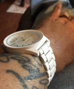 Nine West Women's NW/1678WTWT Matte White Rubberized Bracelet Watch 22 716l9F7LMXL