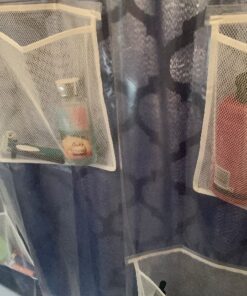 Zenna Home Waterproof PEVA Shower Curtain or Shower Liner with 9 Mesh Storage Pockets, 70" x 72", Bathroom Organizer, Clear Clear Liner 23 716lhp6HwvL