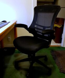 Flash Furniture Kelista Mid-Back Swivel Office Chair with Adjustable Lumbar Support and Seat Height, Ergonomic Mesh Desk Chair with Flip-Up Armrests, Black Black Mesh Set of 1 49 716lp0nkh8L