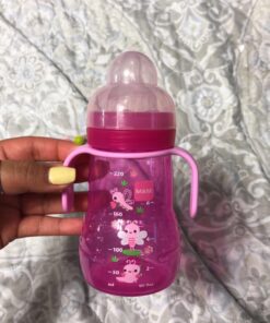 MAM Plastic Trainer Cup (1 Count), 8 oz. Trainer Drinking Cup with Extra-Soft Spout, Spill-Free Nipple, and Non-Slip Handles, for Girls 4+ Months, Designs May Vary Pink 33 716mciQnmvL